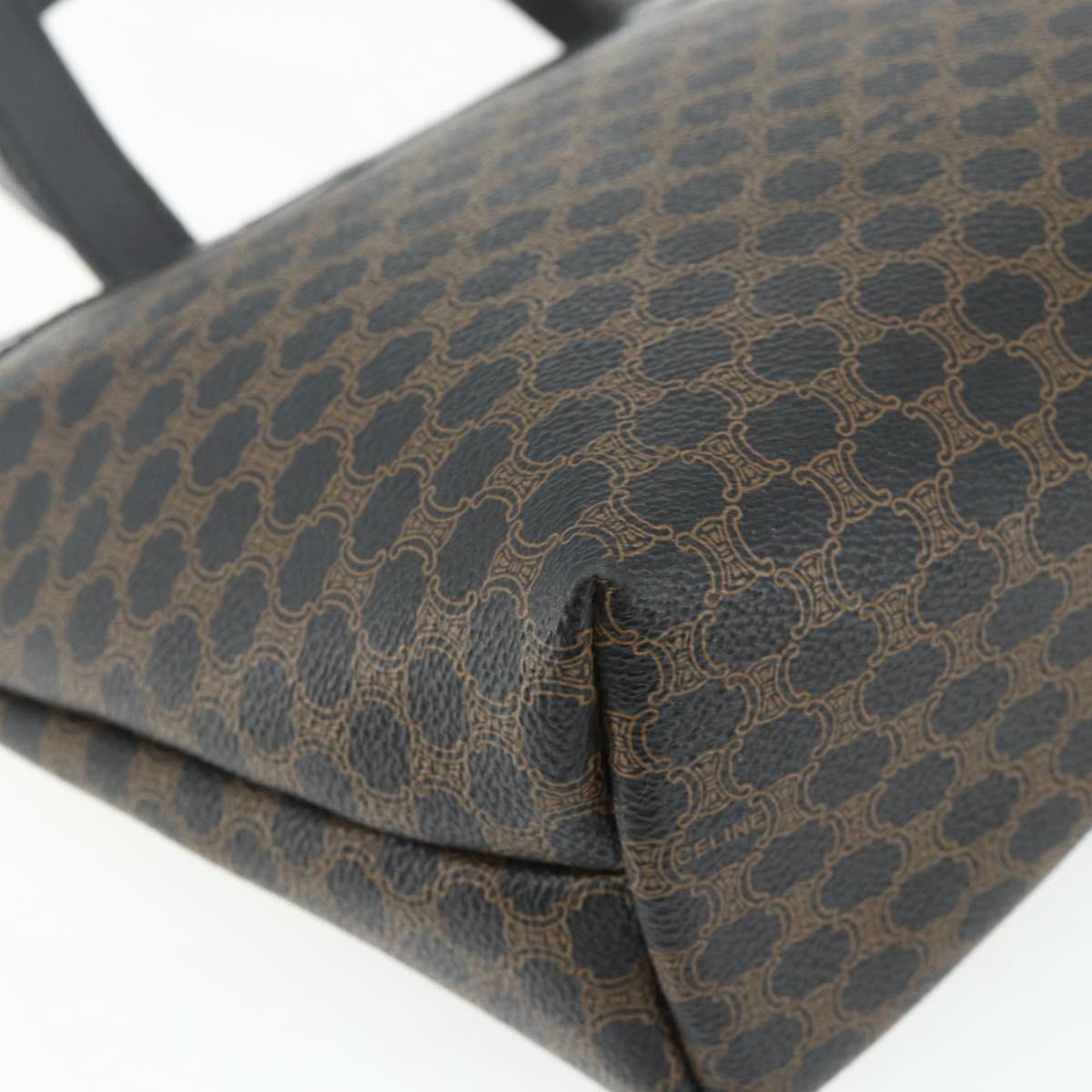 CELINE Macadam Canvas Hand Bag PVC Leather Black Gold Auth 178219A