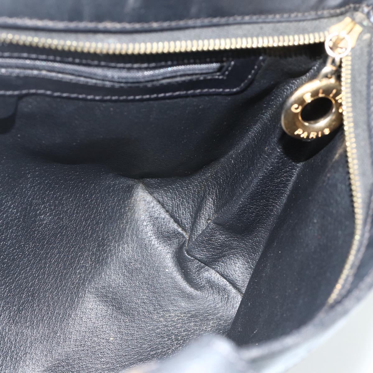 CELINE Macadam Canvas Hand Bag PVC Leather Black Gold Auth 178219A