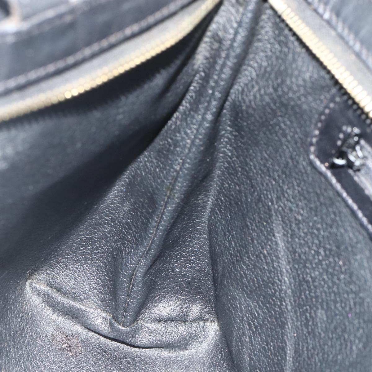 CELINE Macadam Canvas Hand Bag PVC Leather Black Gold Auth 178219A