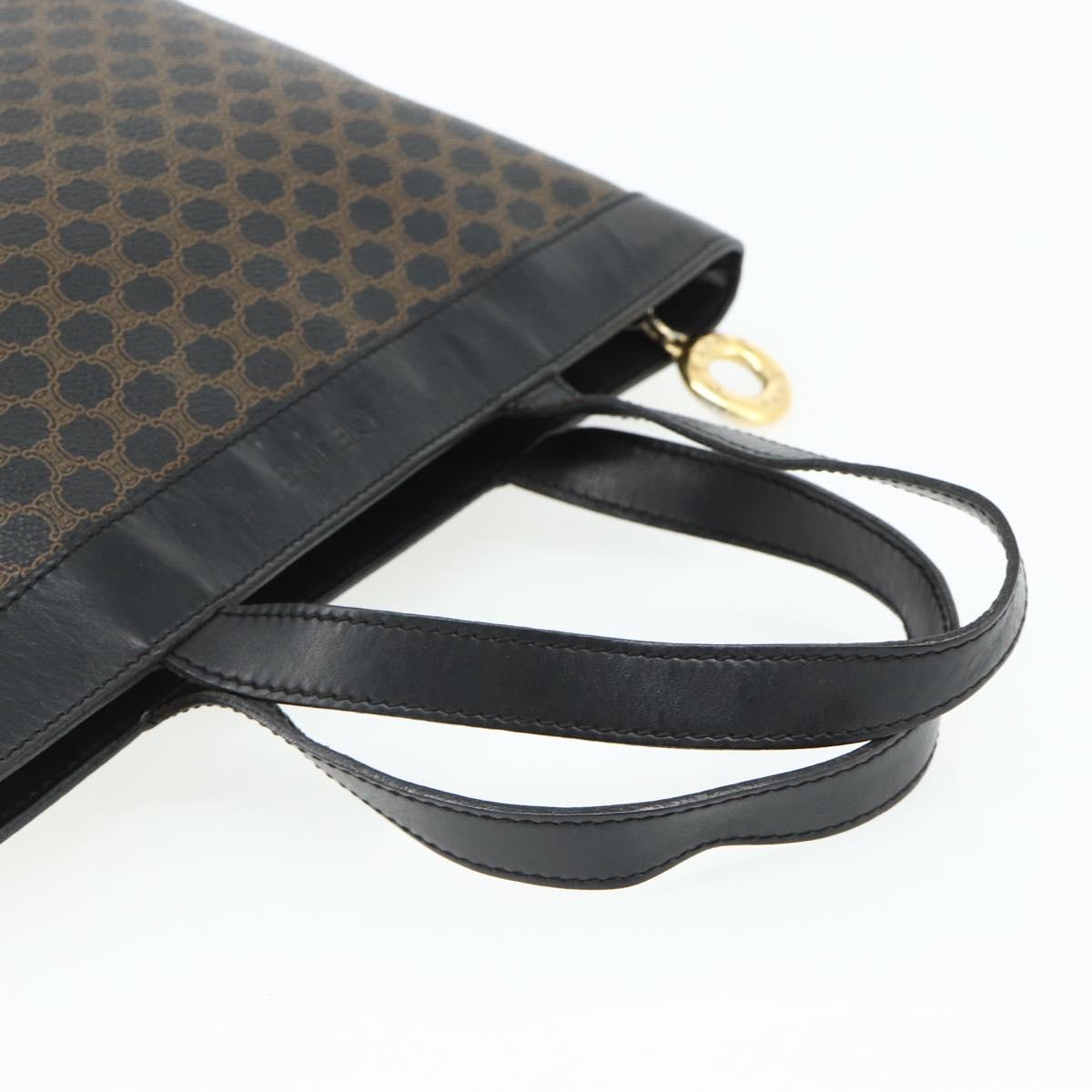 CELINE Macadam Canvas Hand Bag PVC Leather Black Gold Auth 178219A