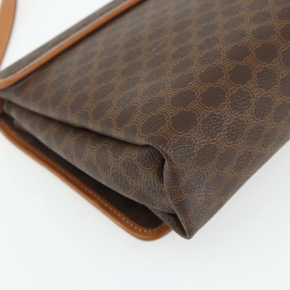 CELINE Macadam Canvas Shoulder Bag PVC Leather Brown Gold Auth 178220A