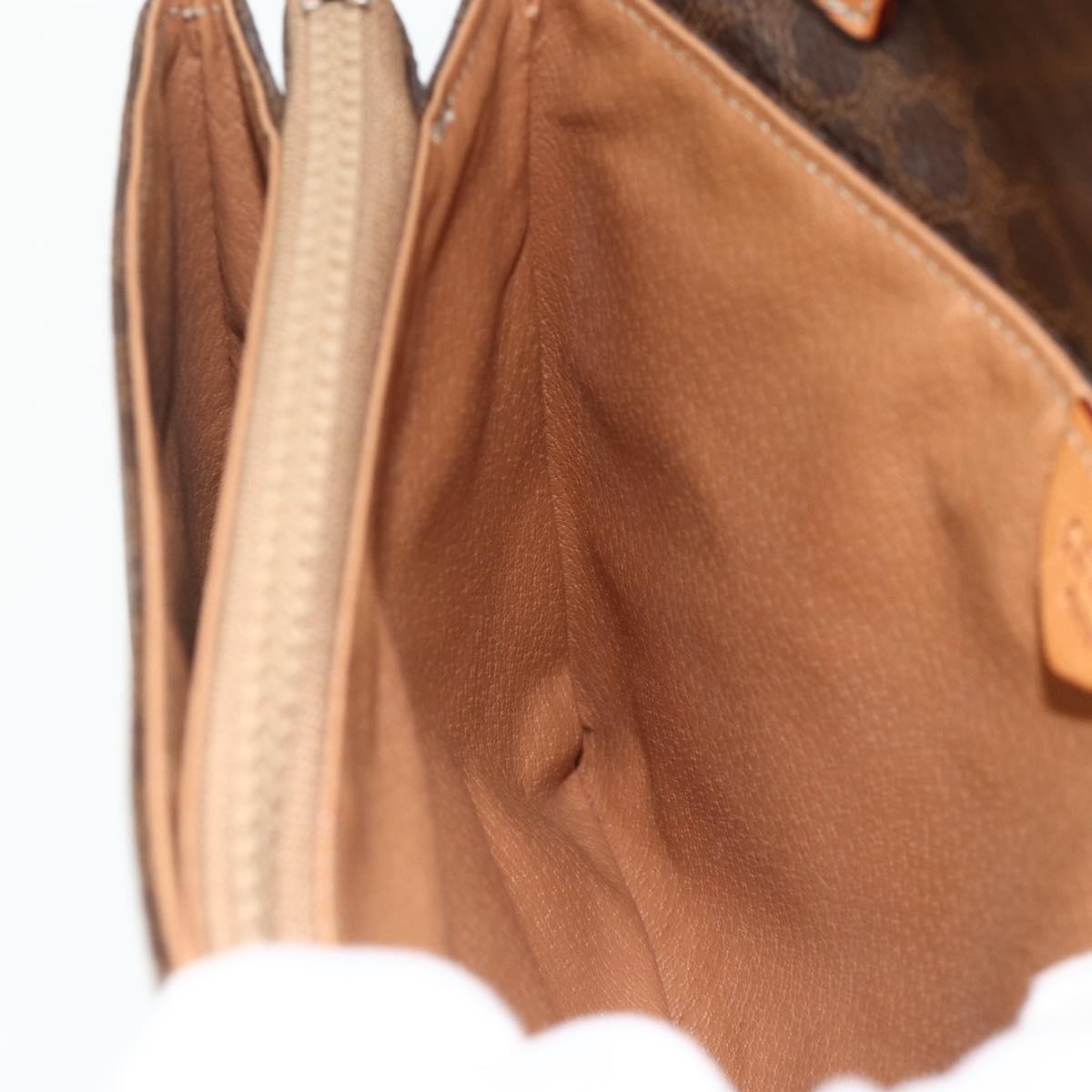 CELINE Macadam Canvas Shoulder Bag PVC Leather Brown Gold Auth 178220A
