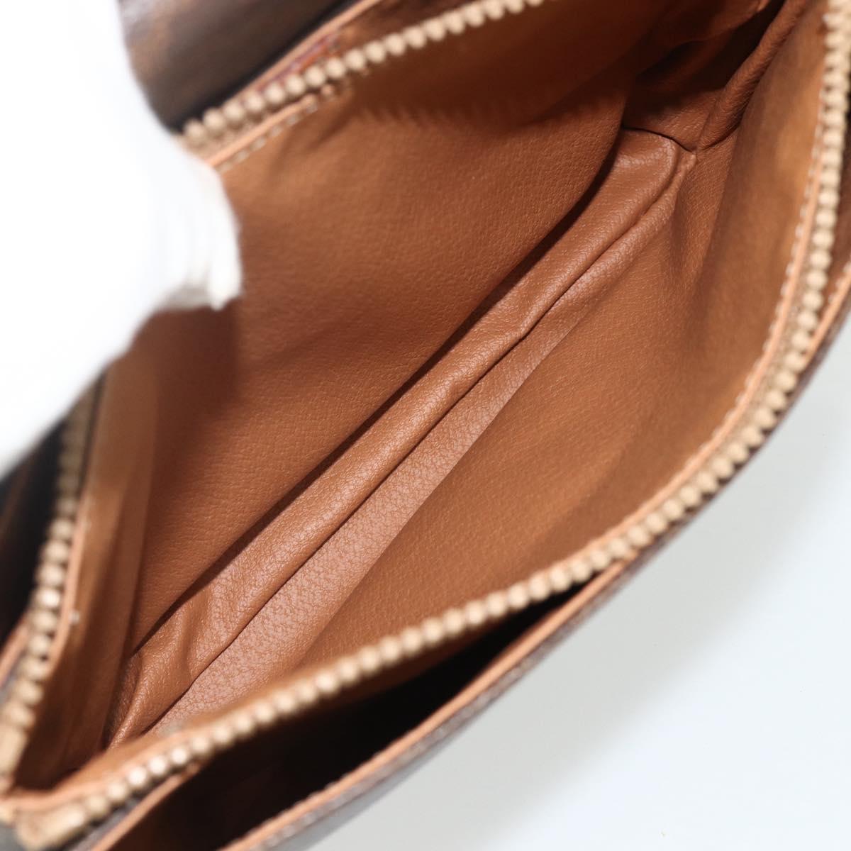 CELINE Macadam Canvas Shoulder Bag PVC Leather Brown Gold Auth 178220A