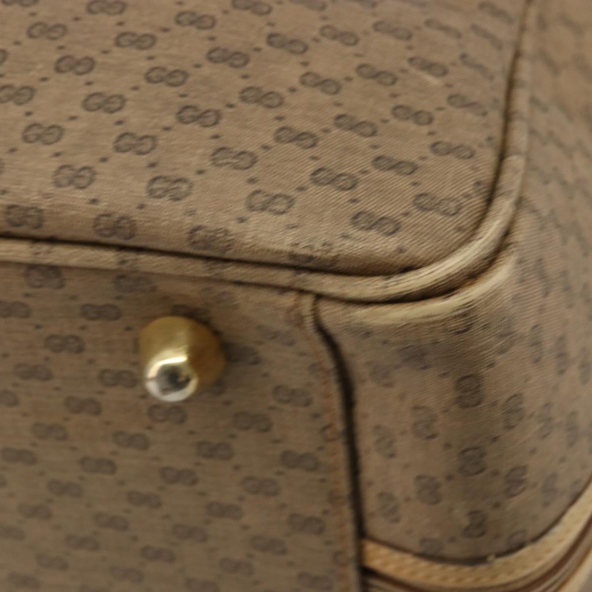 GUCCI Micro GG Supreme Web Sherry Line Boston Bag PVC Beige Gold Auth 178224