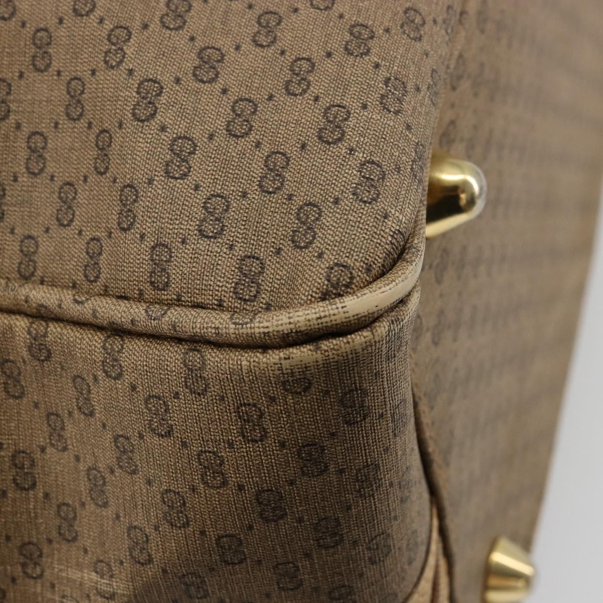 GUCCI Micro GG Supreme Web Sherry Line Boston Bag PVC Beige Gold Auth 178224