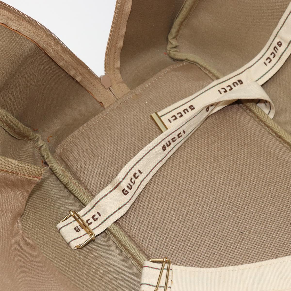 GUCCI Micro GG Supreme Web Sherry Line Boston Bag PVC Beige Gold Auth 178224