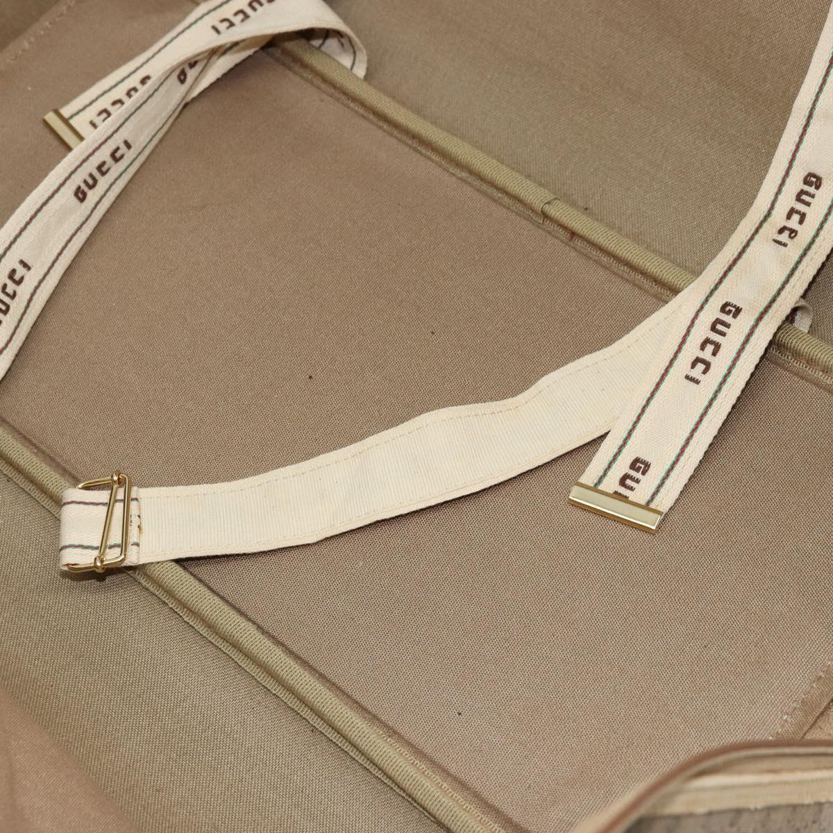 GUCCI Micro GG Supreme Web Sherry Line Boston Bag PVC Beige Gold Auth 178224