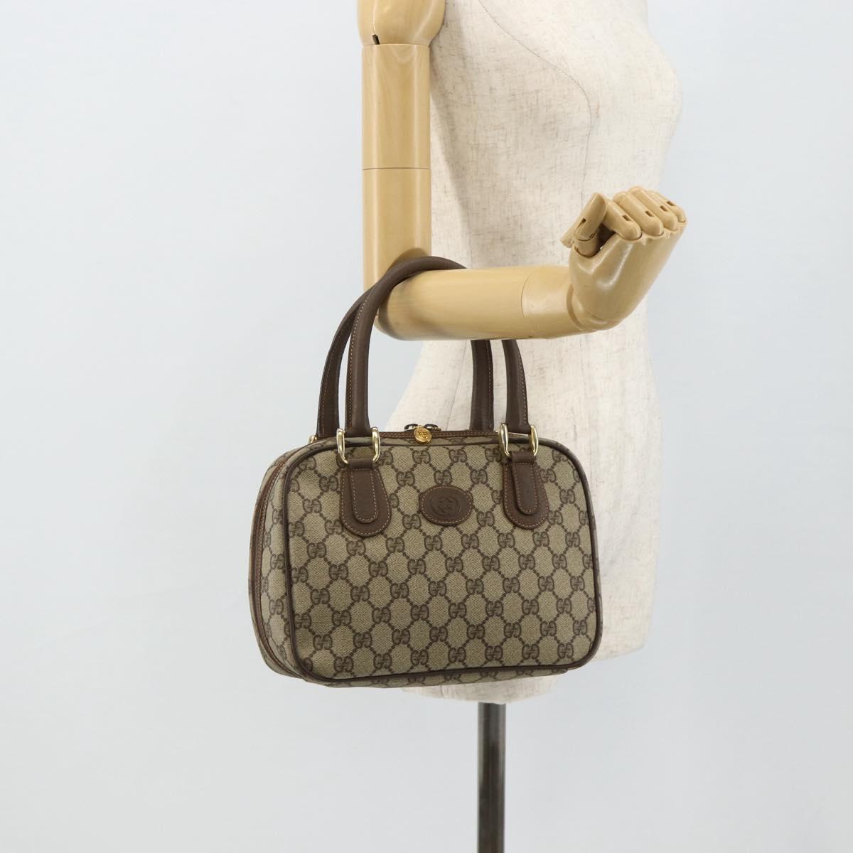GUCCI GG Supreme Hand Bag PVC Beige Gold 000 58 6090 Auth 178240A