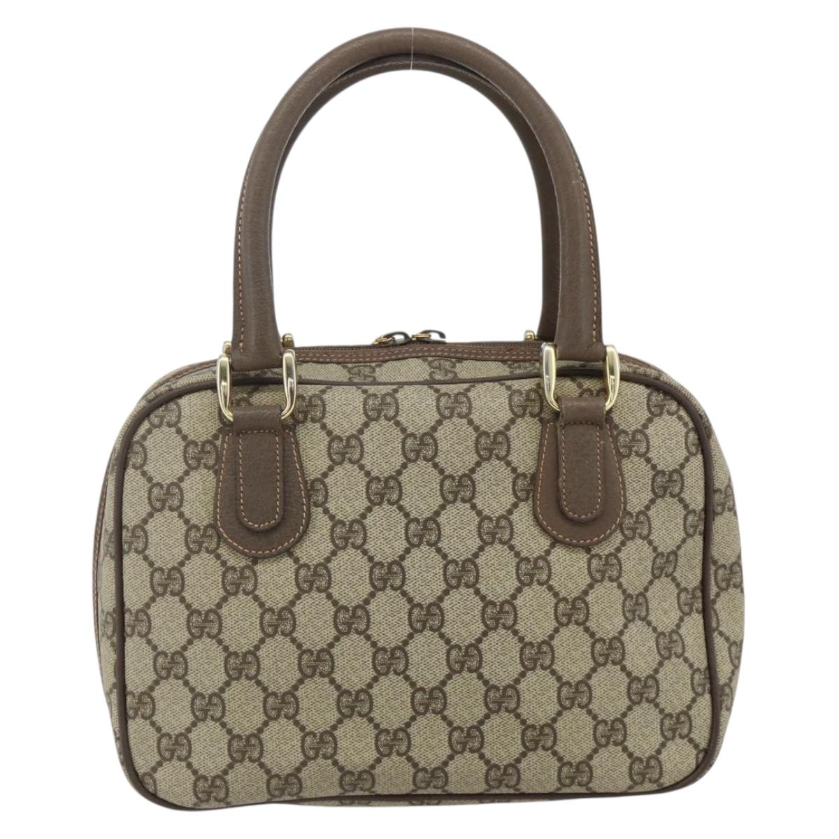 GUCCI GG Supreme Hand Bag PVC Beige Gold 000 58 6090 Auth 178240A