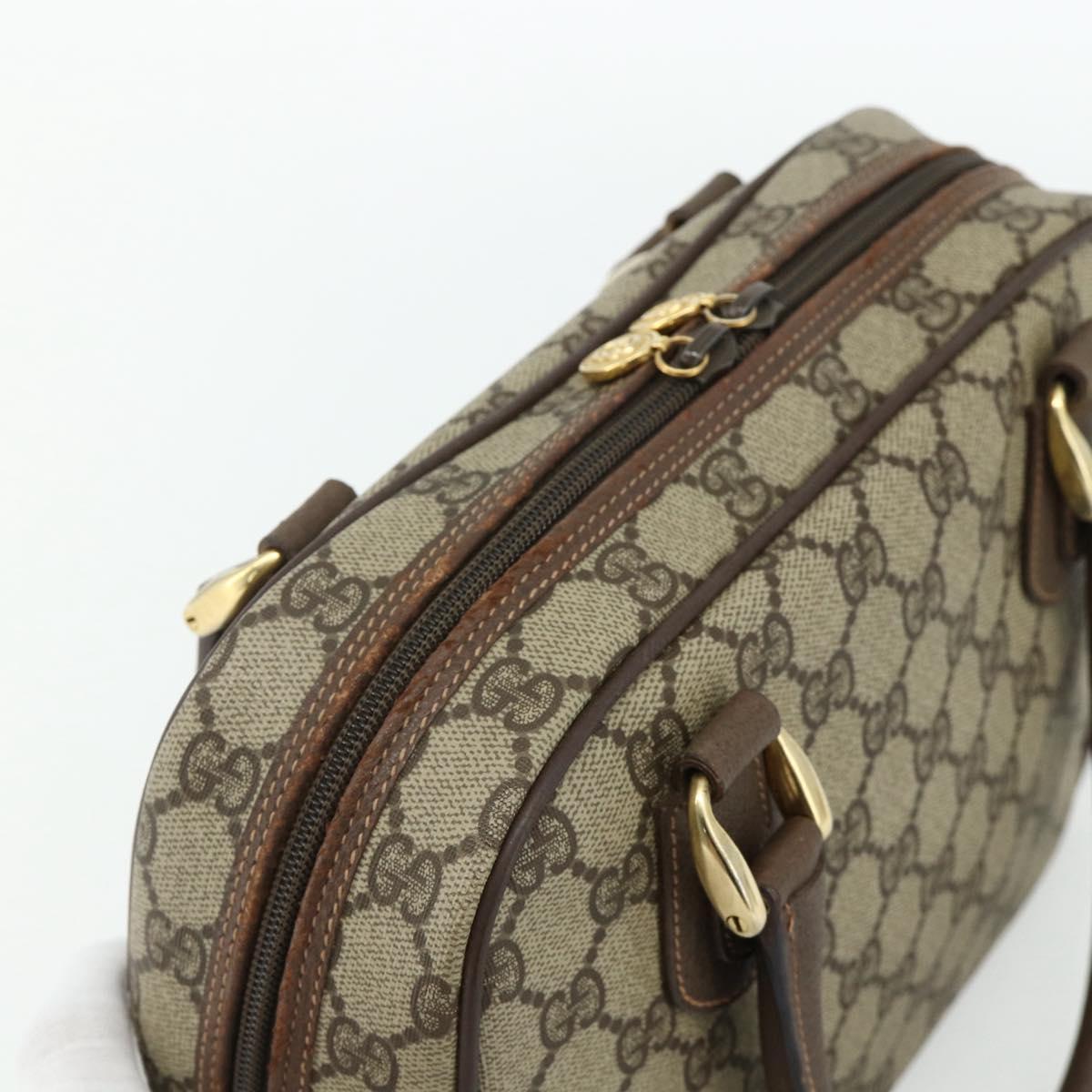 GUCCI GG Supreme Hand Bag PVC Beige Gold 000 58 6090 Auth 178240A