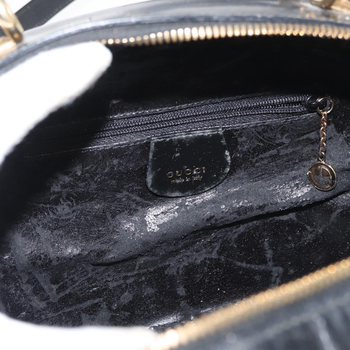 GUCCI Bamboo Hand Bag Leather 2way Black Gold Auth 178244