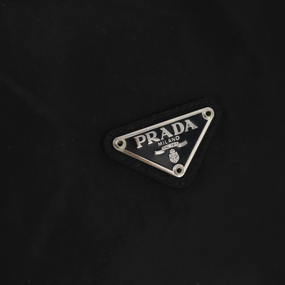 PRADA Boston Bag Nylon 2way Black Silver Auth 178245