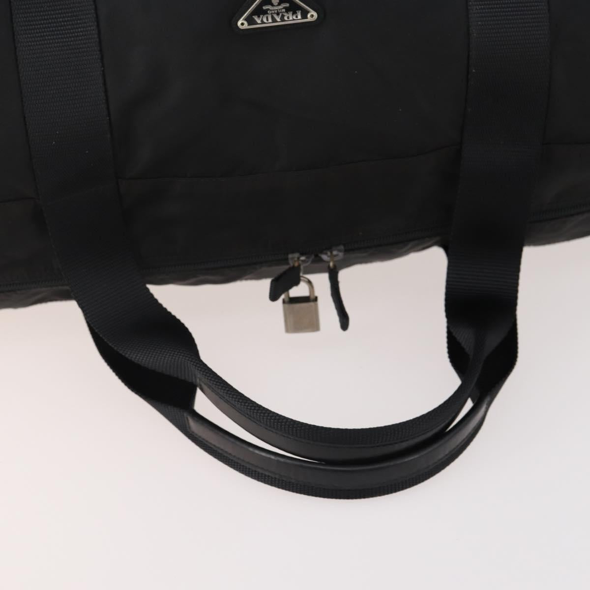 PRADA Boston Bag Nylon 2way Black Silver Auth 178245