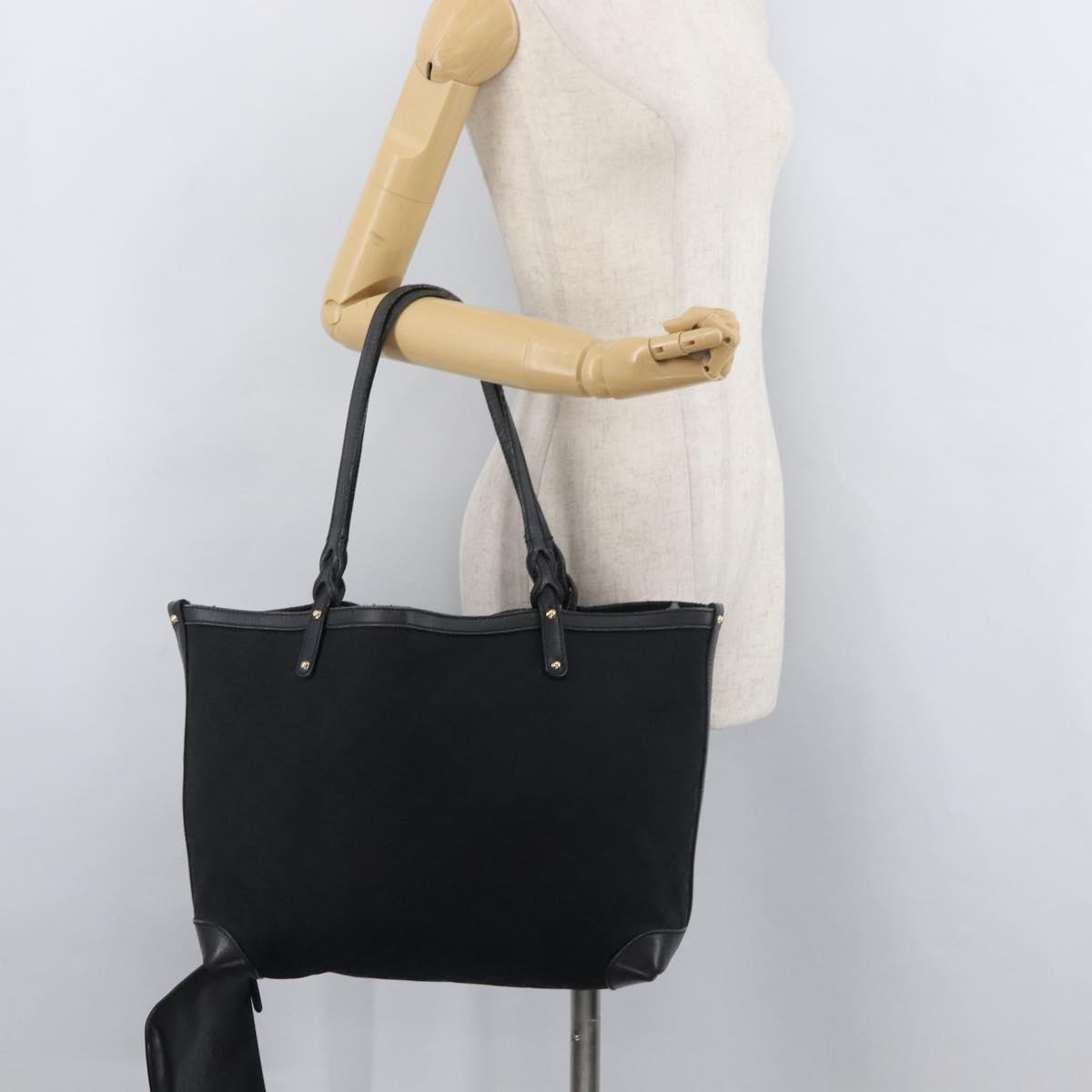 GUCCI Tote Bag Canvas Black Gold 247209 Auth 178246