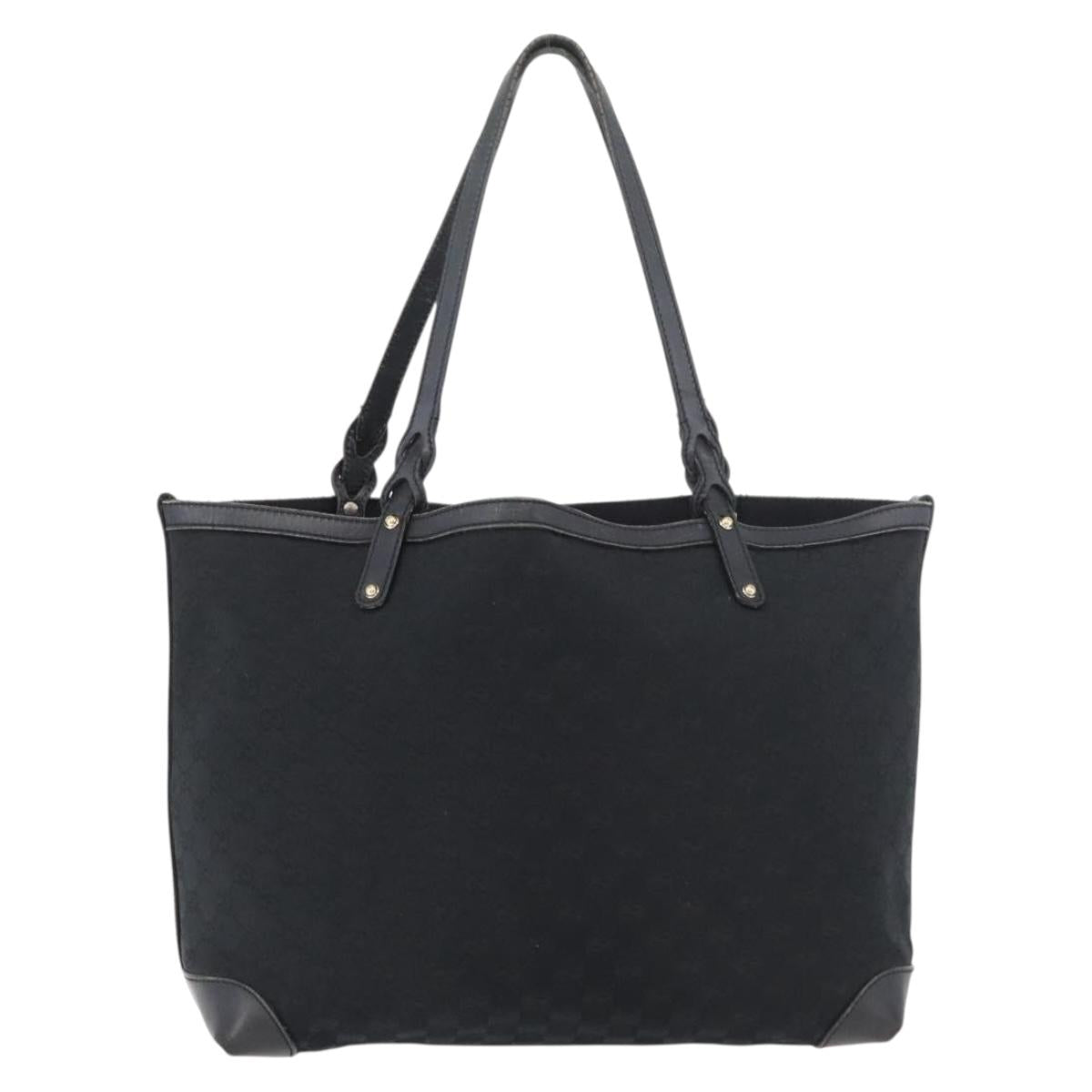 GUCCI Tote Bag Canvas Black Gold 247209 Auth 178246