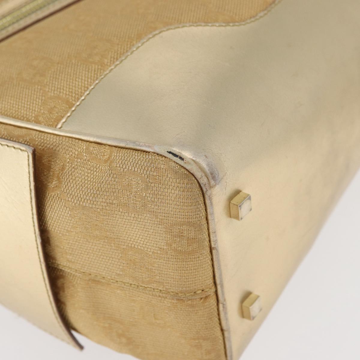 GUCCI GG Canvas Hand Bag Gold 002 1115 Auth 178250
