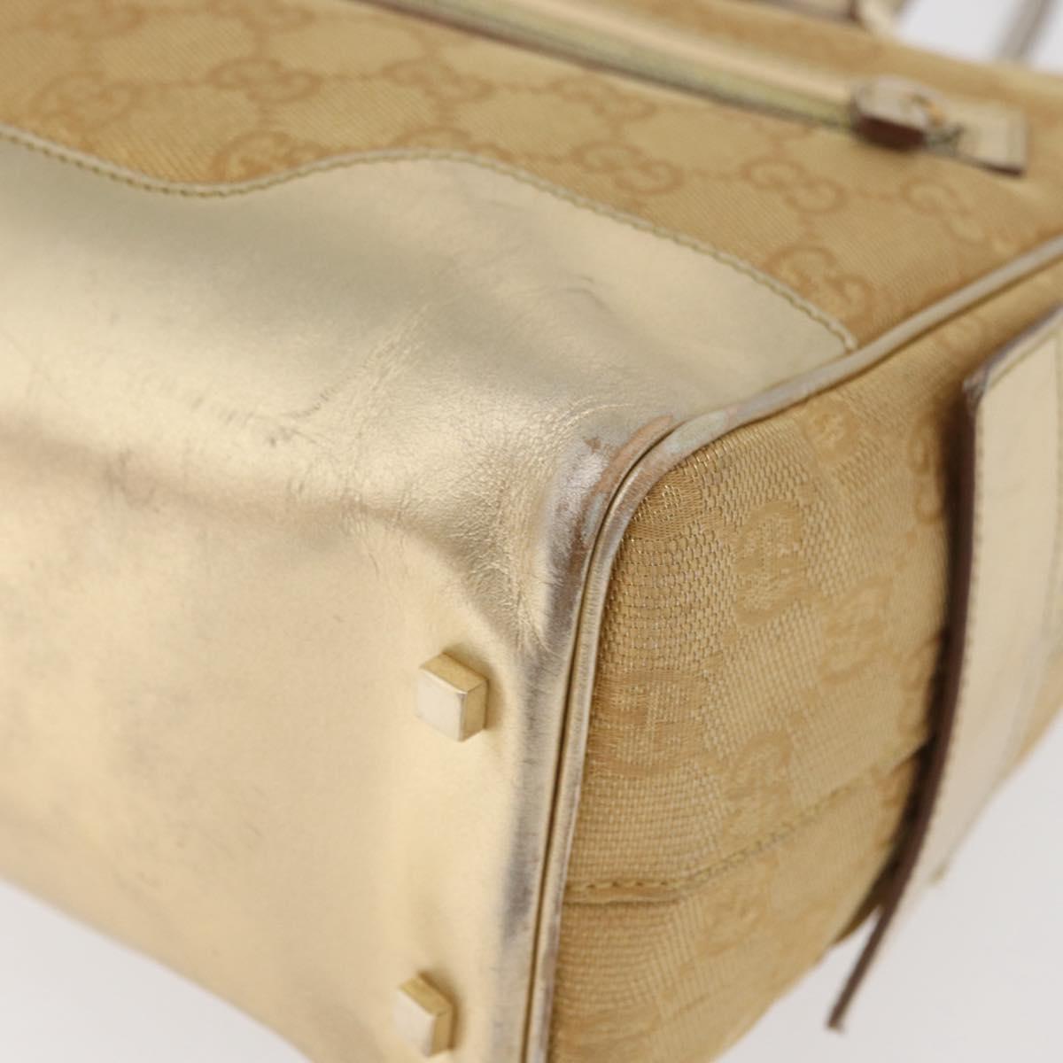 GUCCI GG Canvas Hand Bag Gold 002 1115 Auth 178250