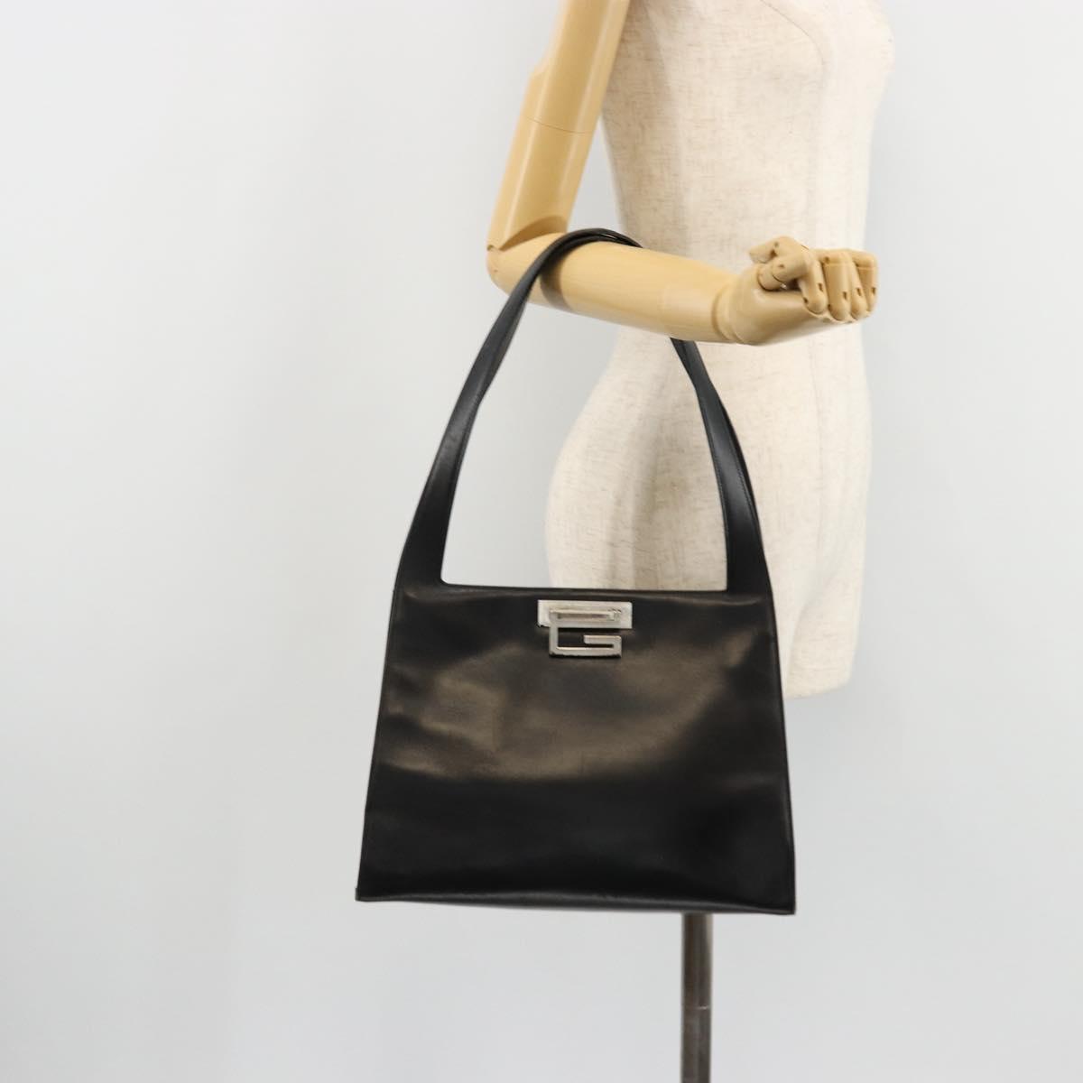 GUCCI Shoulder Bag Leather Black Silver 001 3038 Auth 178252