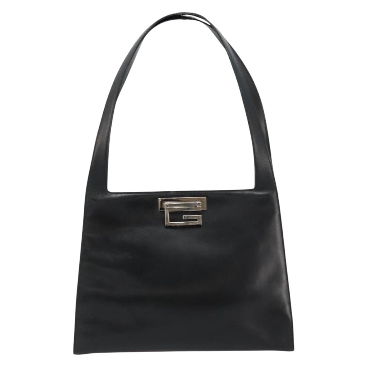 GUCCI Shoulder Bag Leather Black Silver 001 3038 Auth 178252