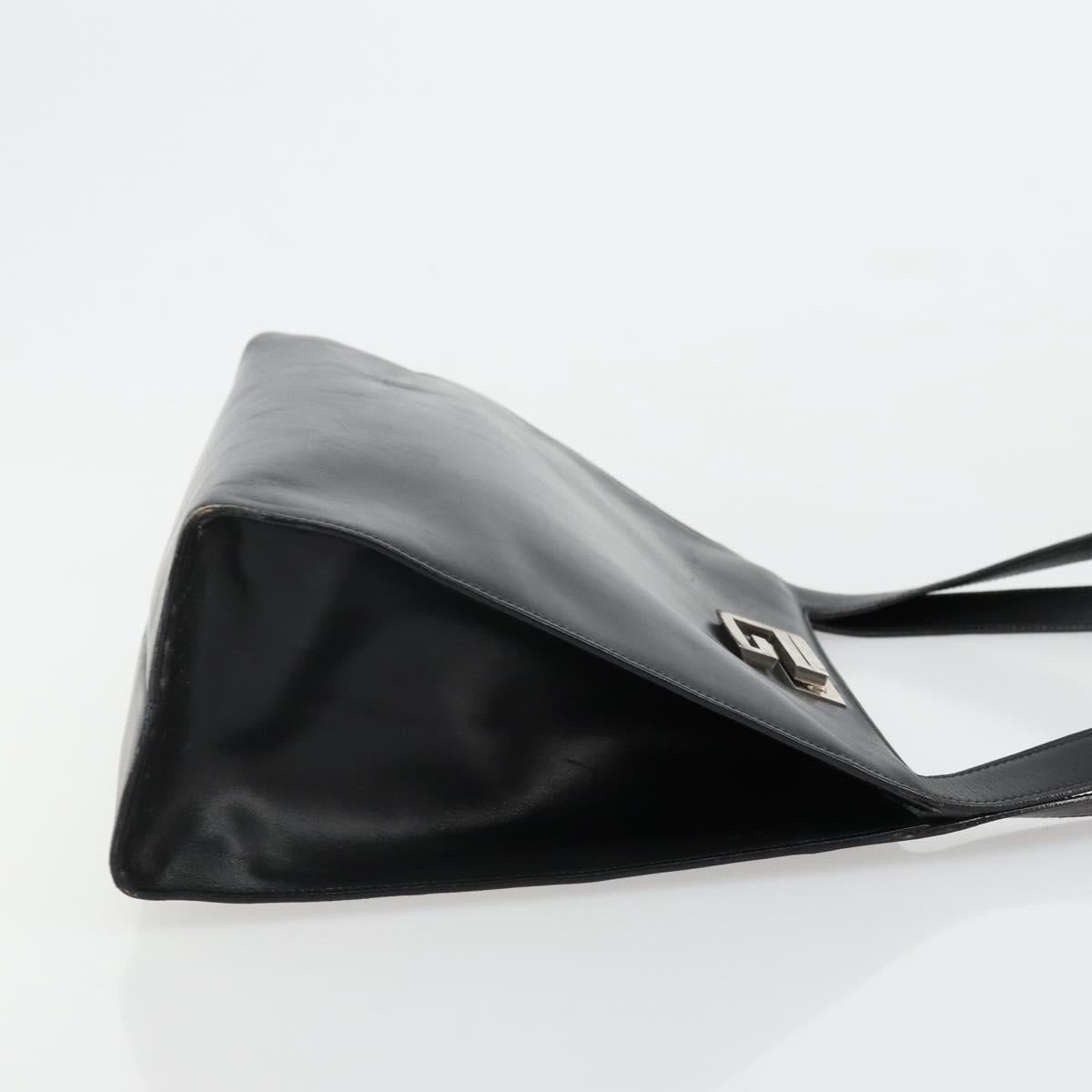 GUCCI Shoulder Bag Leather Black Silver 001 3038 Auth 178252