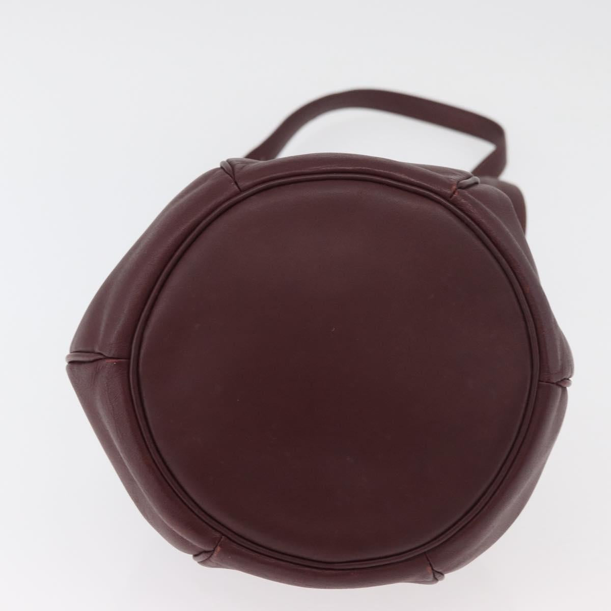 CARTIER Must Line Purse Shoulder Bag Leather Bordeaux Gold Auth 178254