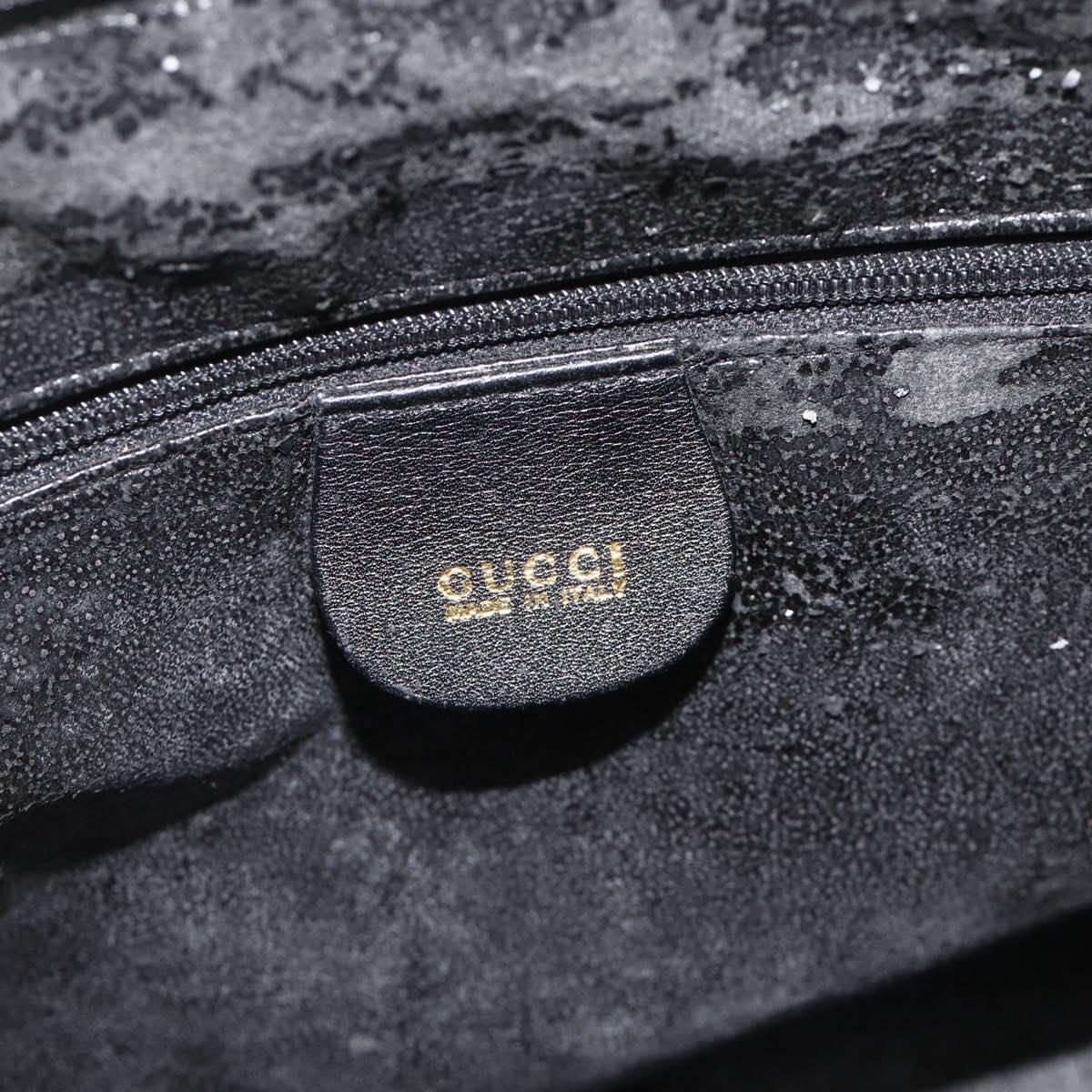 GUCCI Bamboo Hand Bag Leather Black Gold Auth 178255