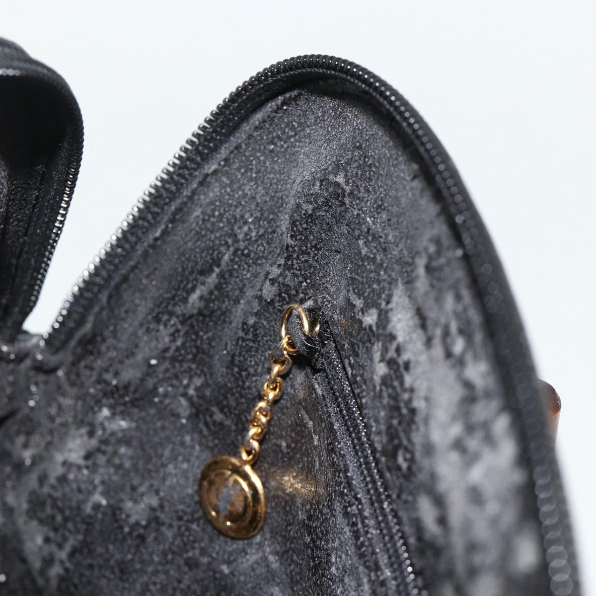GUCCI Bamboo Hand Bag Leather Black Gold Auth 178255