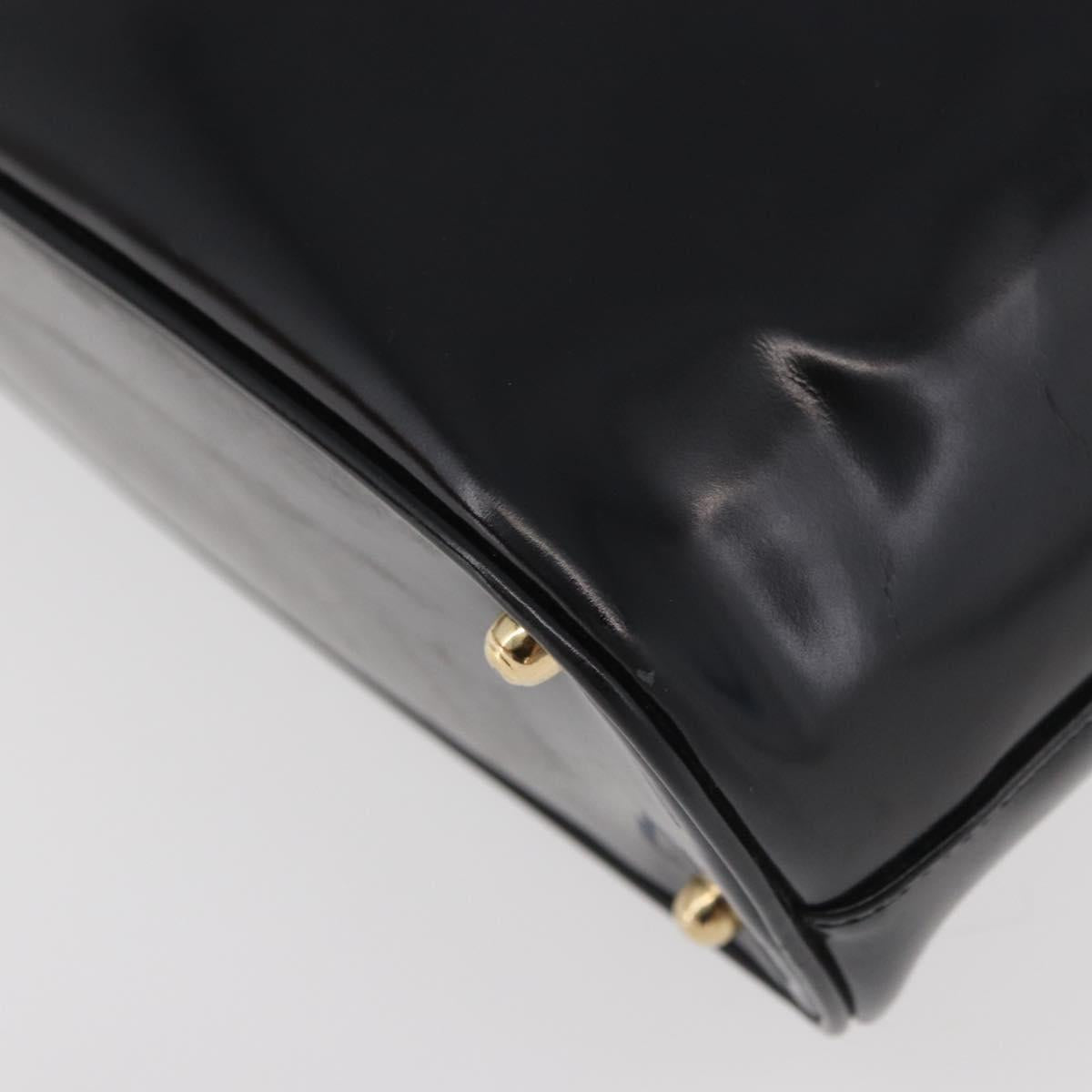 GUCCI Bamboo Hand Bag patent Black Gold 000 4781 0295 Auth 178256