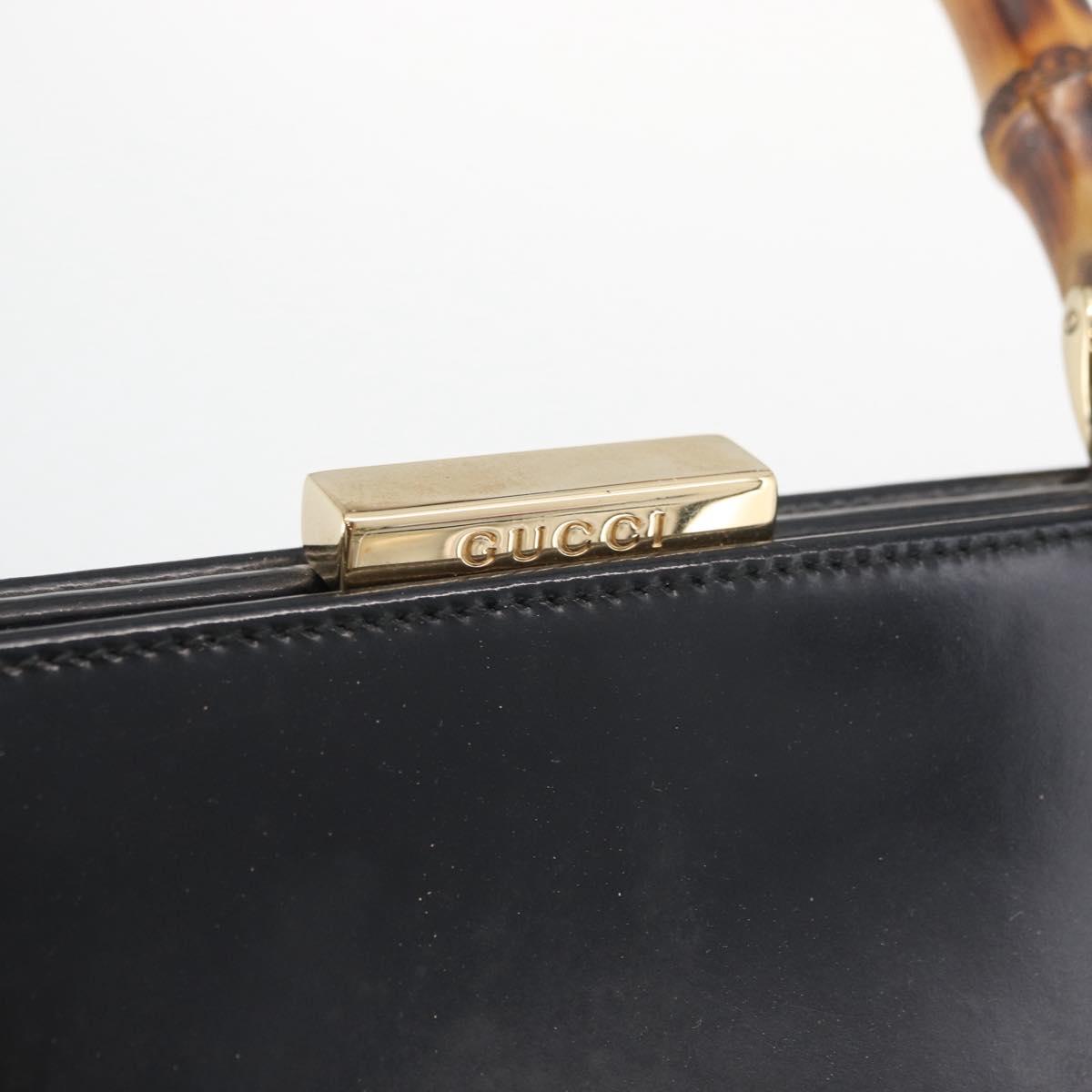 GUCCI Bamboo Hand Bag patent Black Gold 000 4781 0295 Auth 178256