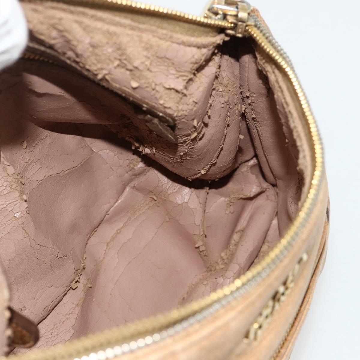 PRADA Chain Shoulder Bag Leather Beige Gold Auth 178257