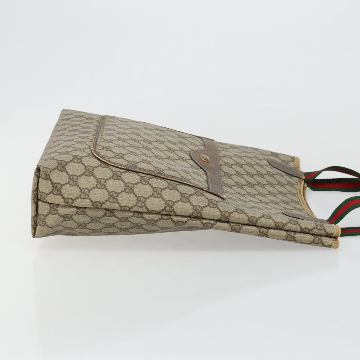 GUCCI GG Supreme Web Sherry Line Tote Bag PVC Beige Gold 39 02 003 Auth 178259