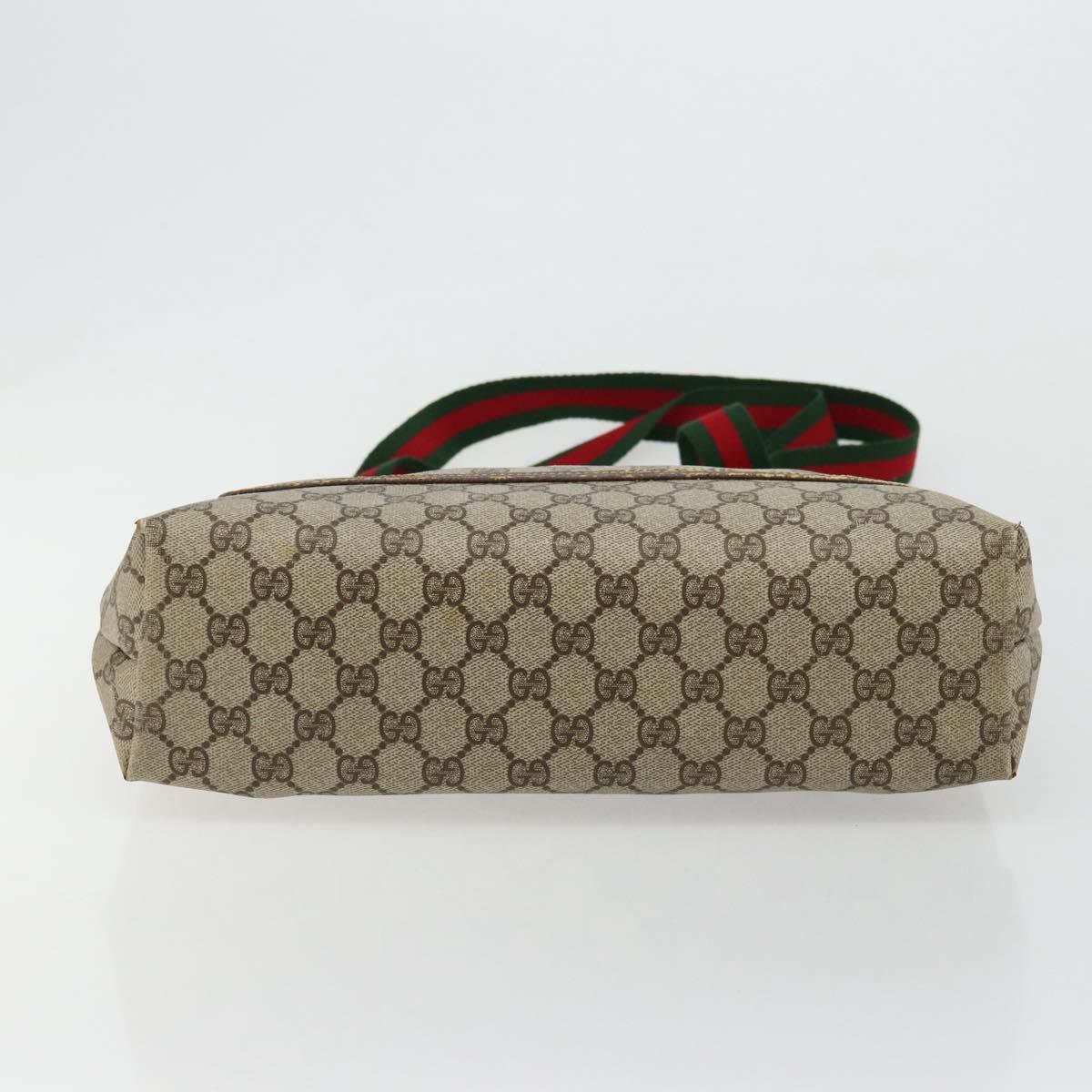 GUCCI GG Supreme Web Sherry Line Tote Bag PVC Beige Gold 39 02 003 Auth 178259