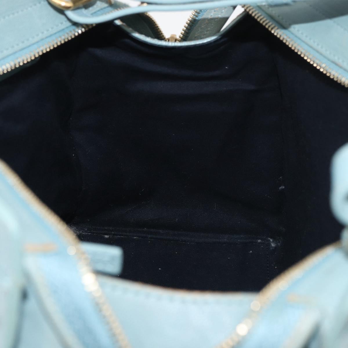 SAINT LAURENT Cavas Chic Hand Bag Leather 2way Light Blue Gold Auth 178268