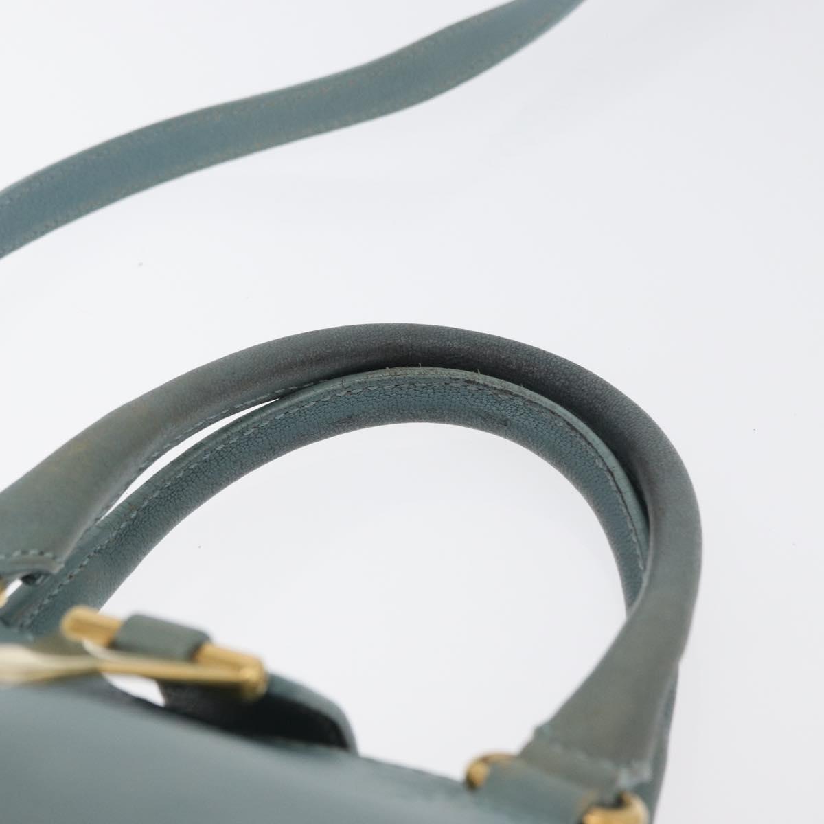 SAINT LAURENT Cavas Chic Hand Bag Leather 2way Light Blue Gold Auth 178268