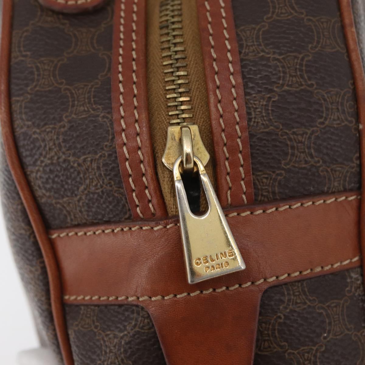 CELINE Macadam Canvas Hand Bag PVC Leather Brown Gold Auth 178270