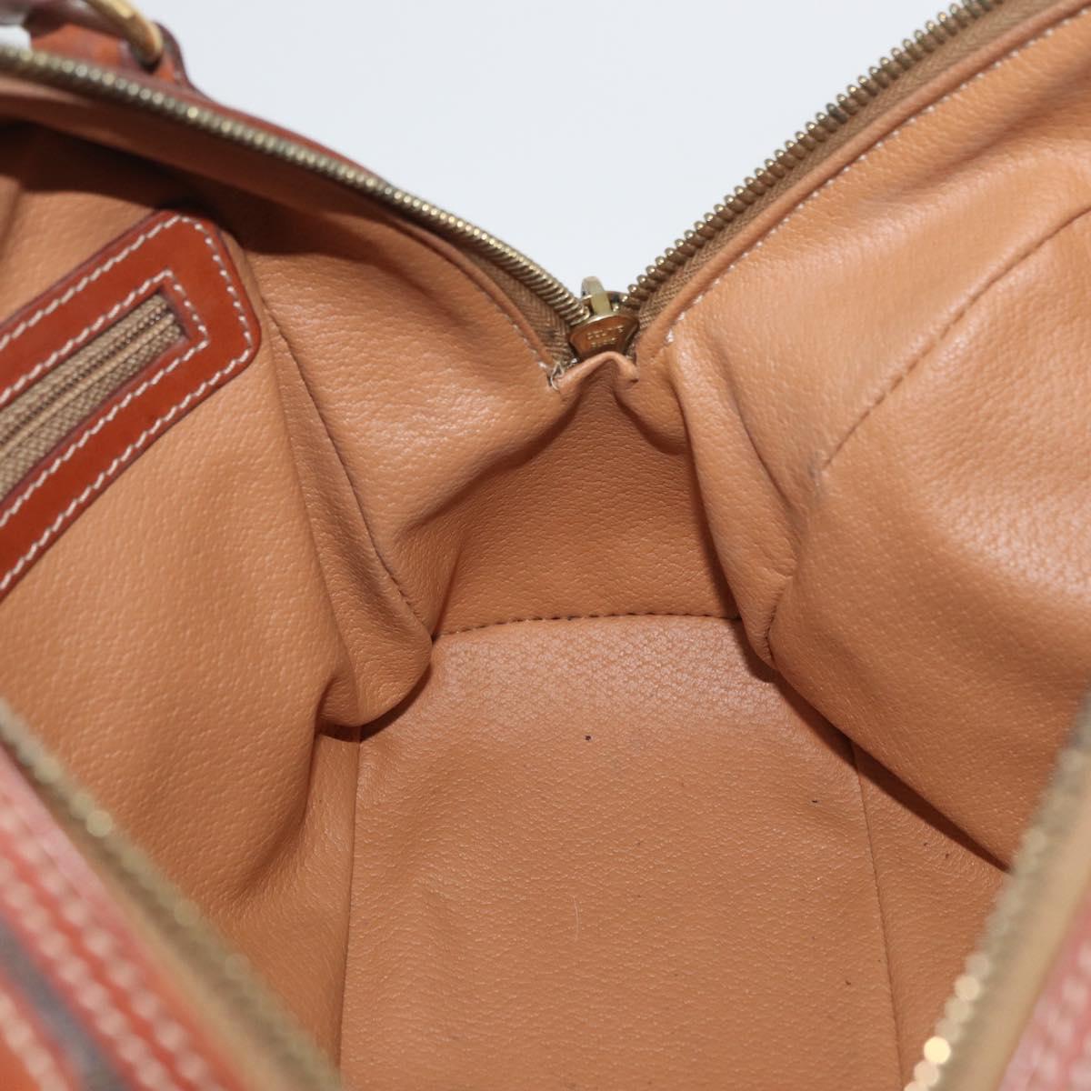 CELINE Macadam Canvas Hand Bag PVC Leather Brown Gold Auth 178270