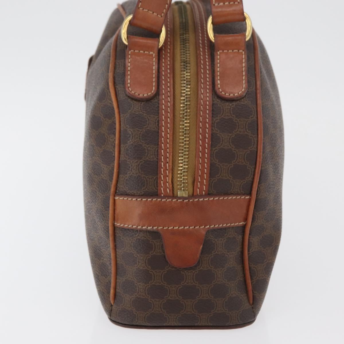 CELINE Macadam Canvas Hand Bag PVC Leather Brown Gold Auth 178270