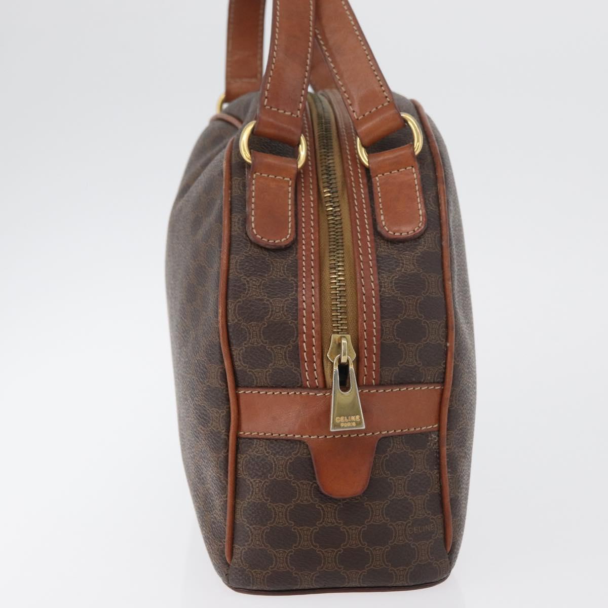 CELINE Macadam Canvas Hand Bag PVC Leather Brown Gold Auth 178270