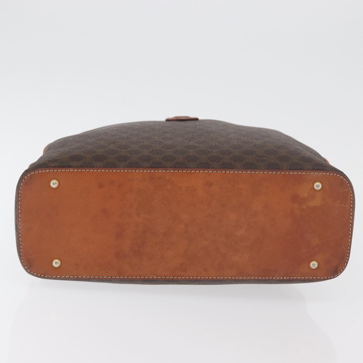 CELINE Macadam Canvas Hand Bag PVC Leather Brown Gold Auth 178270