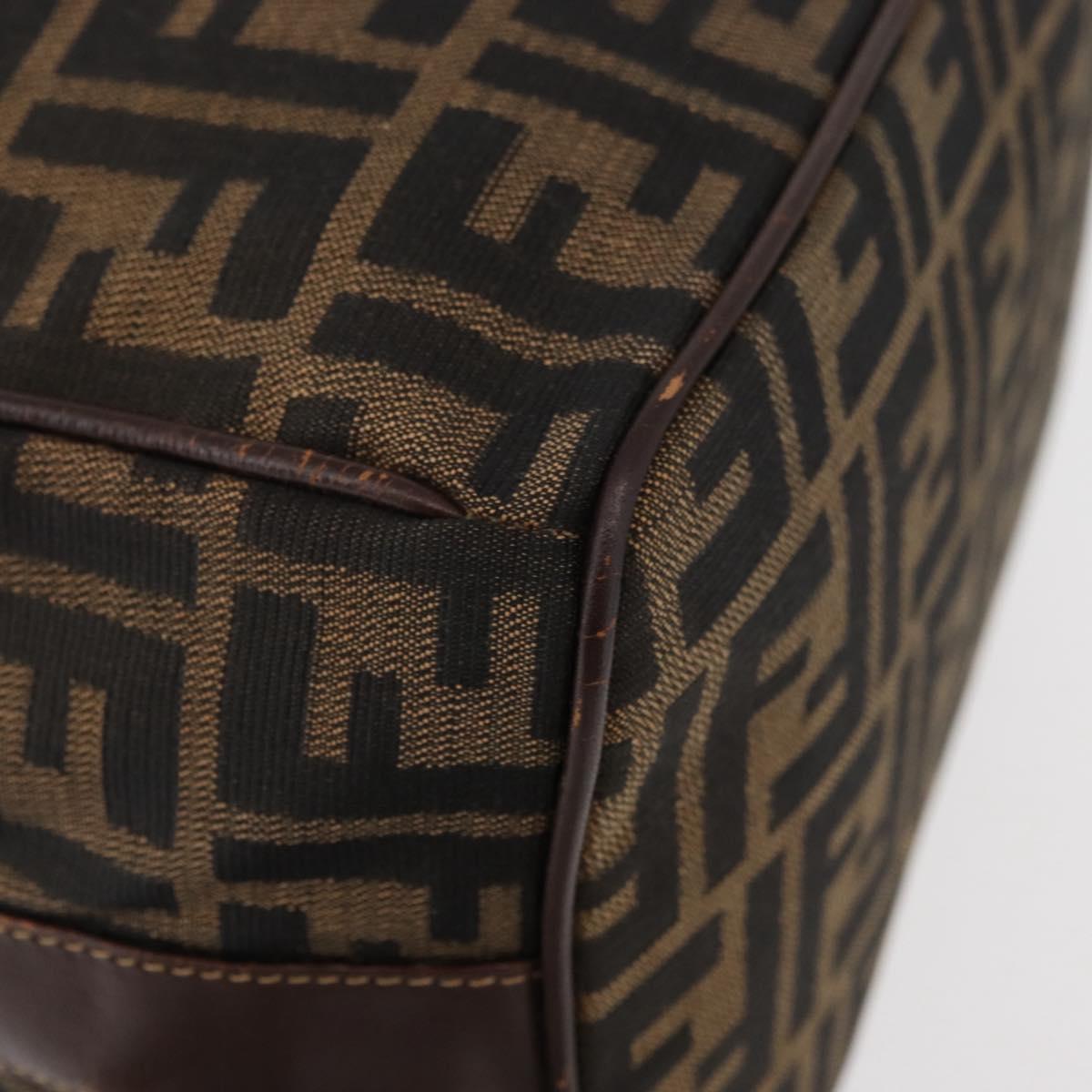 FENDI Zucca Canvas Hand Bag Black Brown Auth 178271A