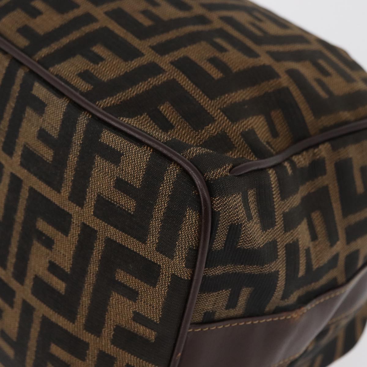 FENDI Zucca Canvas Hand Bag Black Brown Auth 178271A