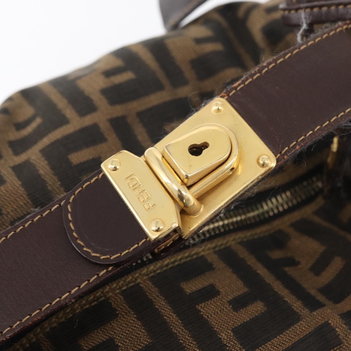 FENDI Zucca Canvas Hand Bag Black Brown Auth 178271A