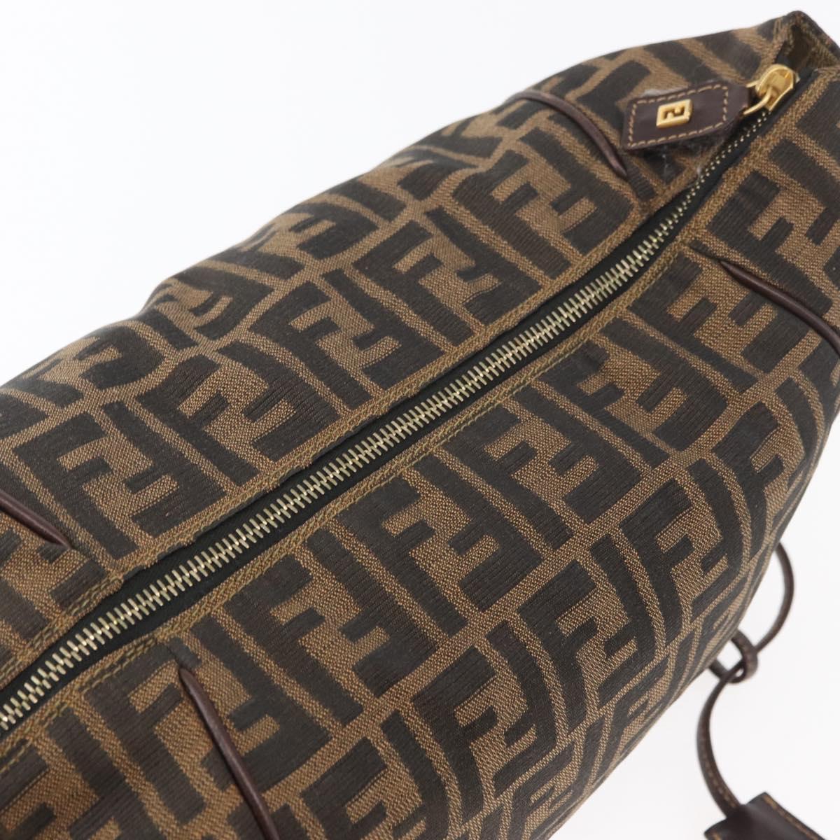 FENDI Zucca Canvas Hand Bag Black Brown Auth 178271A