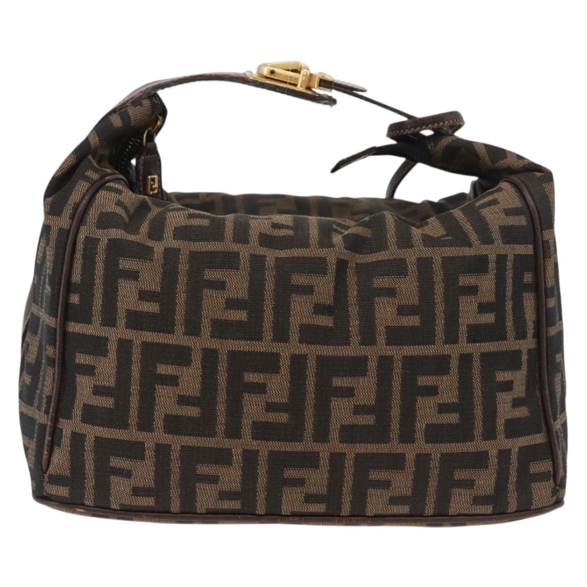 FENDI Zucca Canvas Hand Bag Black Brown Auth 178271A