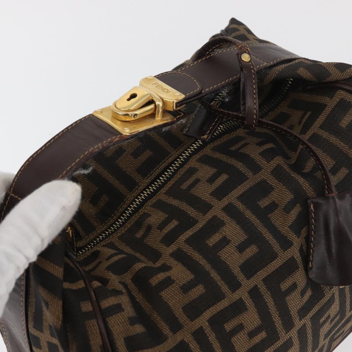 FENDI Zucca Canvas Hand Bag Black Brown Auth 178271A