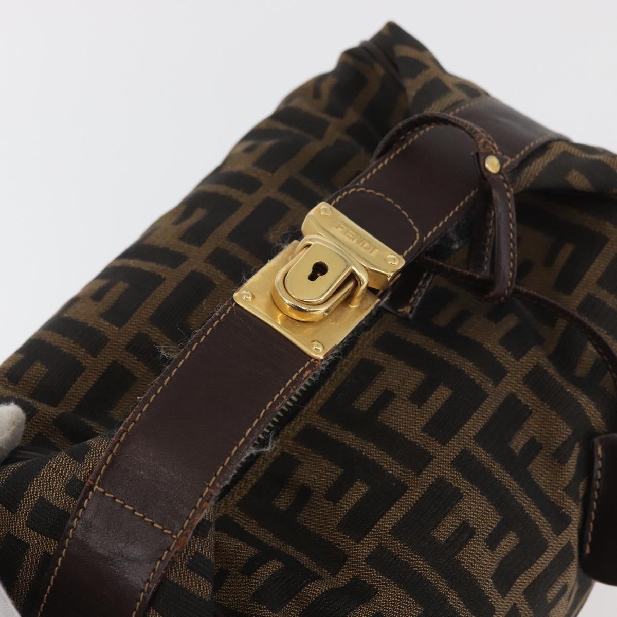 FENDI Zucca Canvas Hand Bag Black Brown Auth 178271A