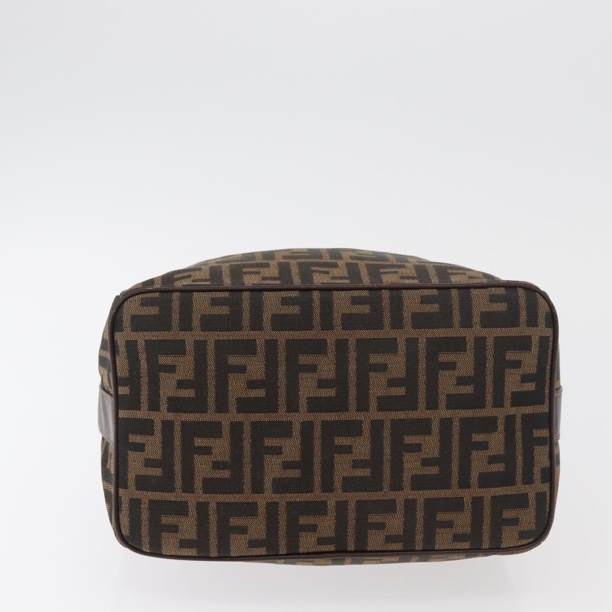 FENDI Zucca Canvas Hand Bag Black Brown Auth 178271A