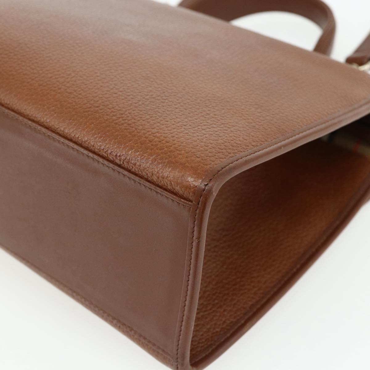 Burberrys Hand Bag Leather 2way Brown Gold Auth 178273