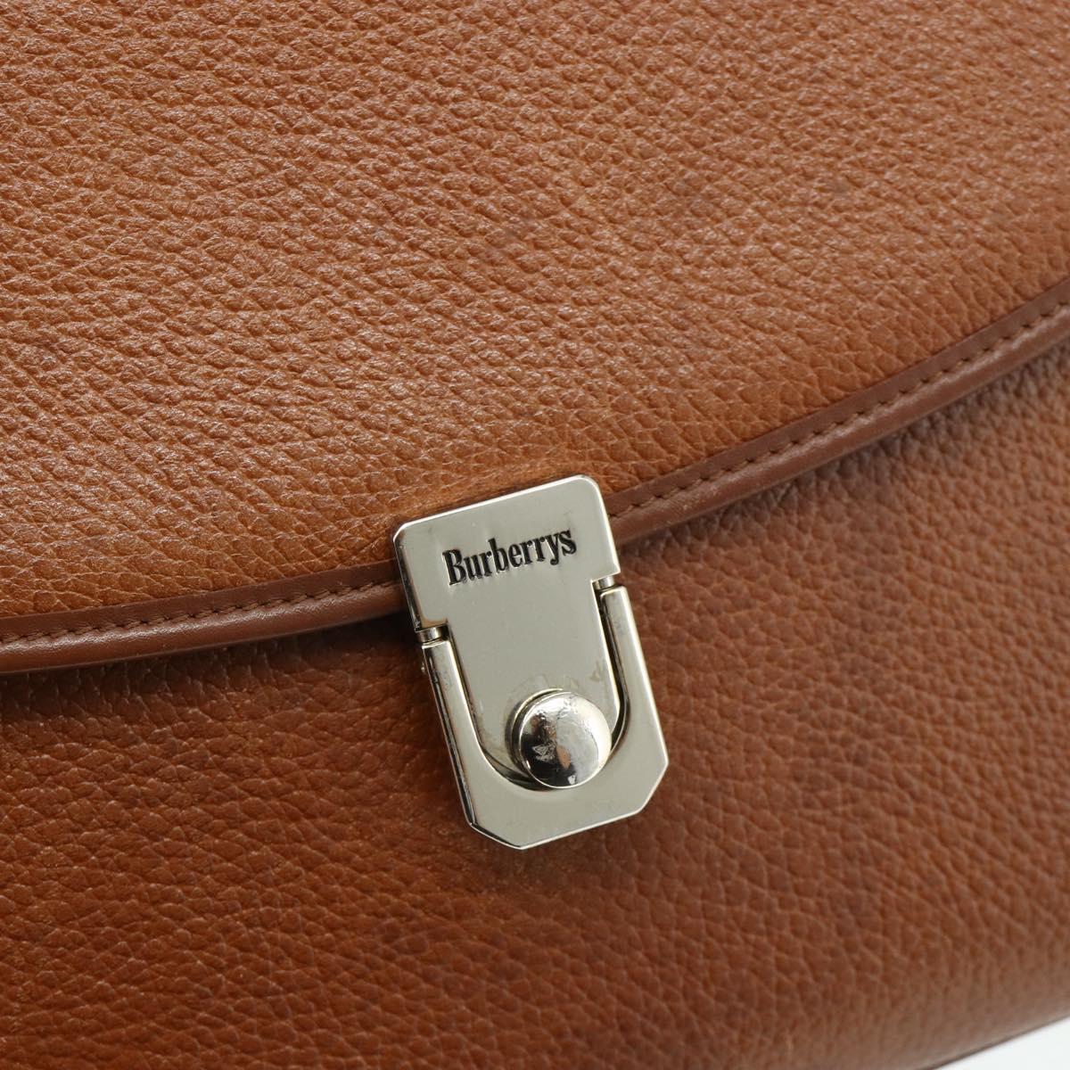 Burberrys Hand Bag Leather 2way Brown Gold Auth 178273