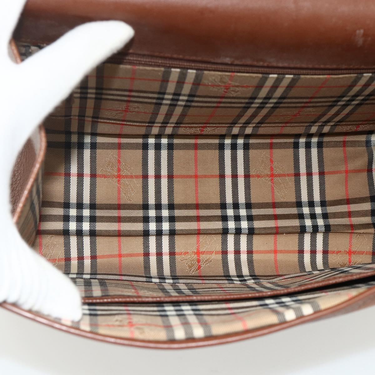 Burberrys Hand Bag Leather 2way Brown Gold Auth 178273